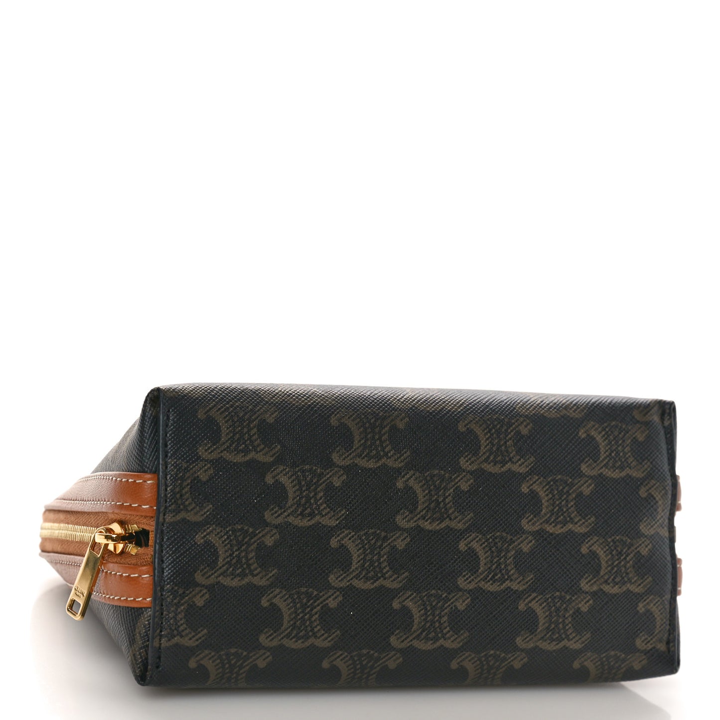 Triomphe Canvas Lambskin Clutch On Chain Tan