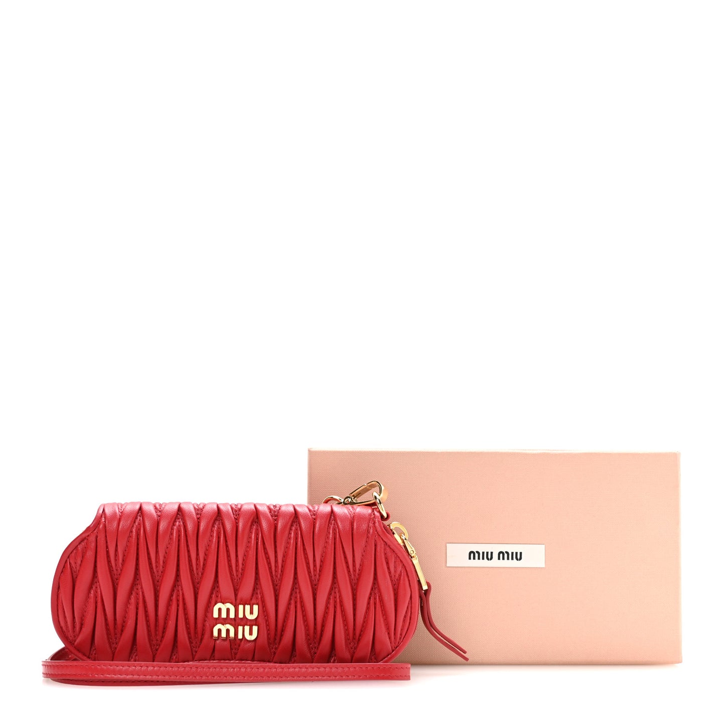 Nappa Matelasse Clutch With Strap Red