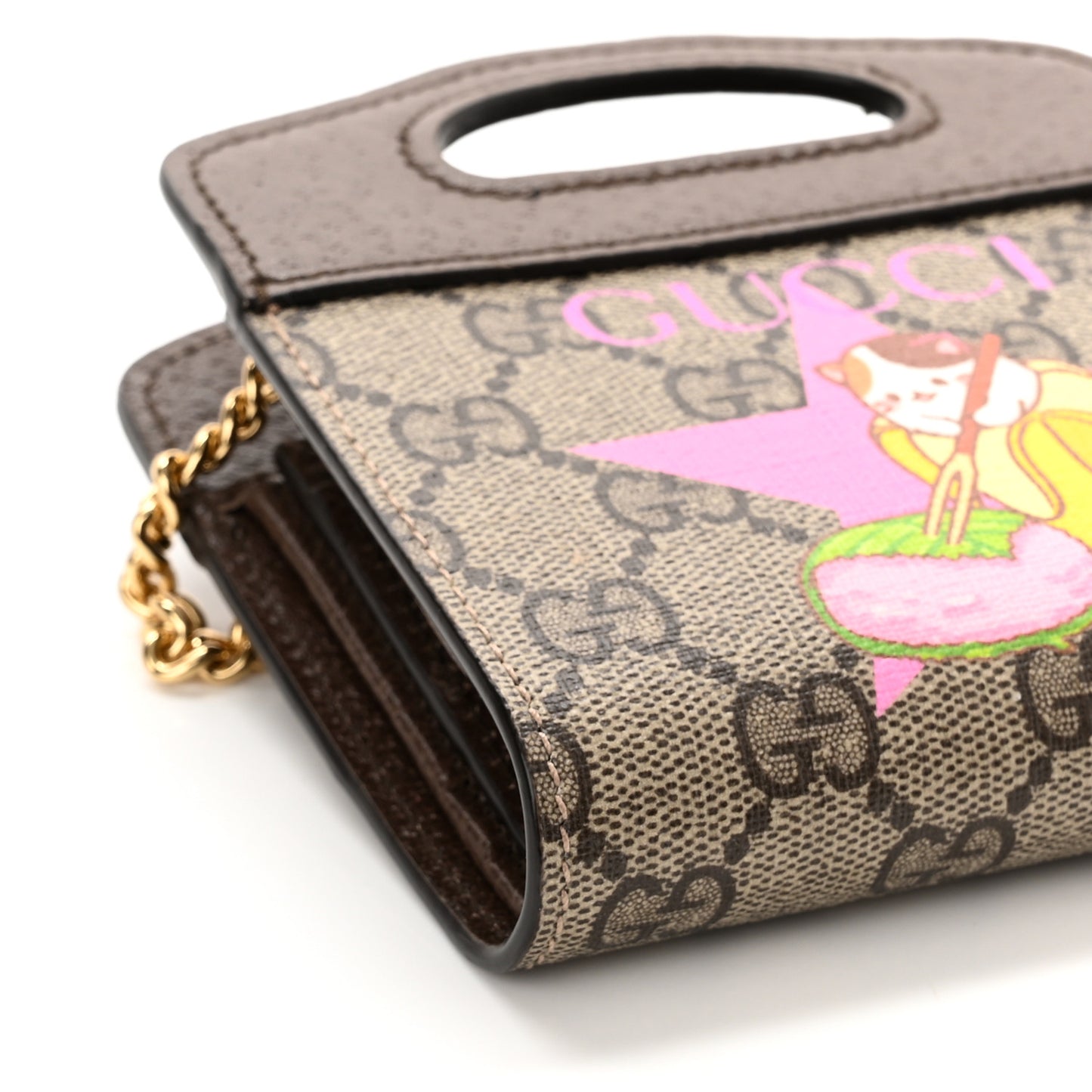 X BNF GG Supreme Monogram Textured Dollar Calfskin Bananya Print Mini Top Slip Handle Bag Beige Ebony Multicolor New Acero