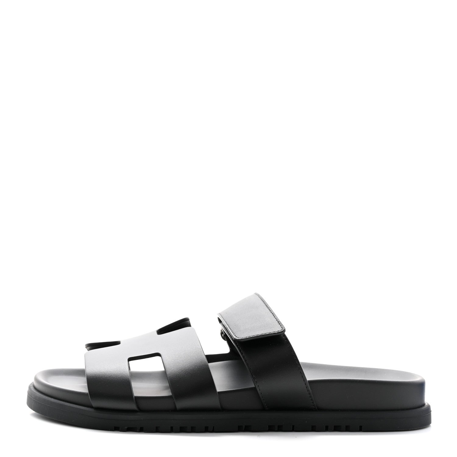 Hermes Calfskin Womens Chypre Sandals 38.5 Black 1 of 12