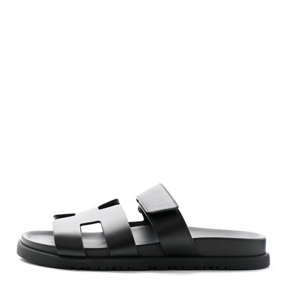 Hermes Calfskin Womens Chypre Sandals 38.5 Black 1 of 12