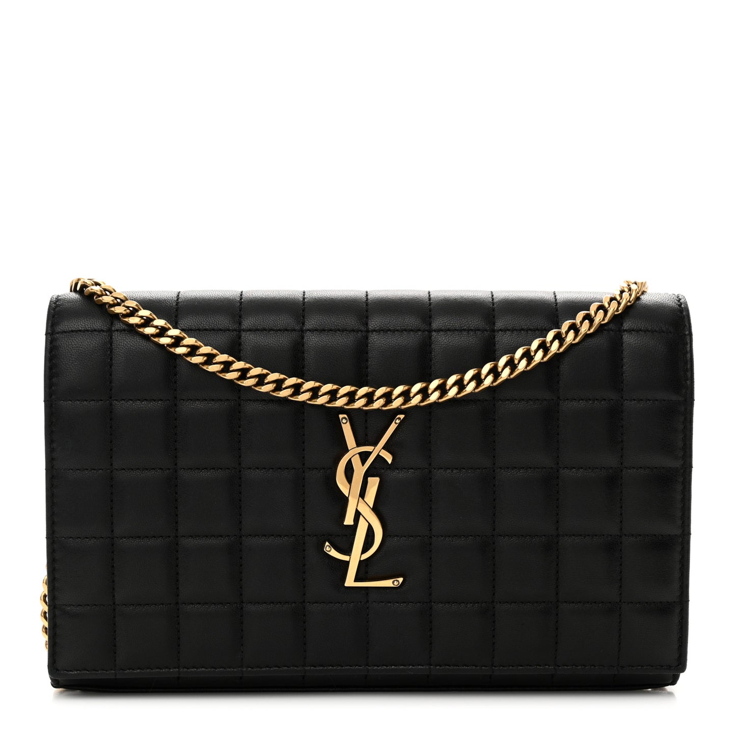 Lambskin Carre Quilted Cassandre Chain Wallet Black