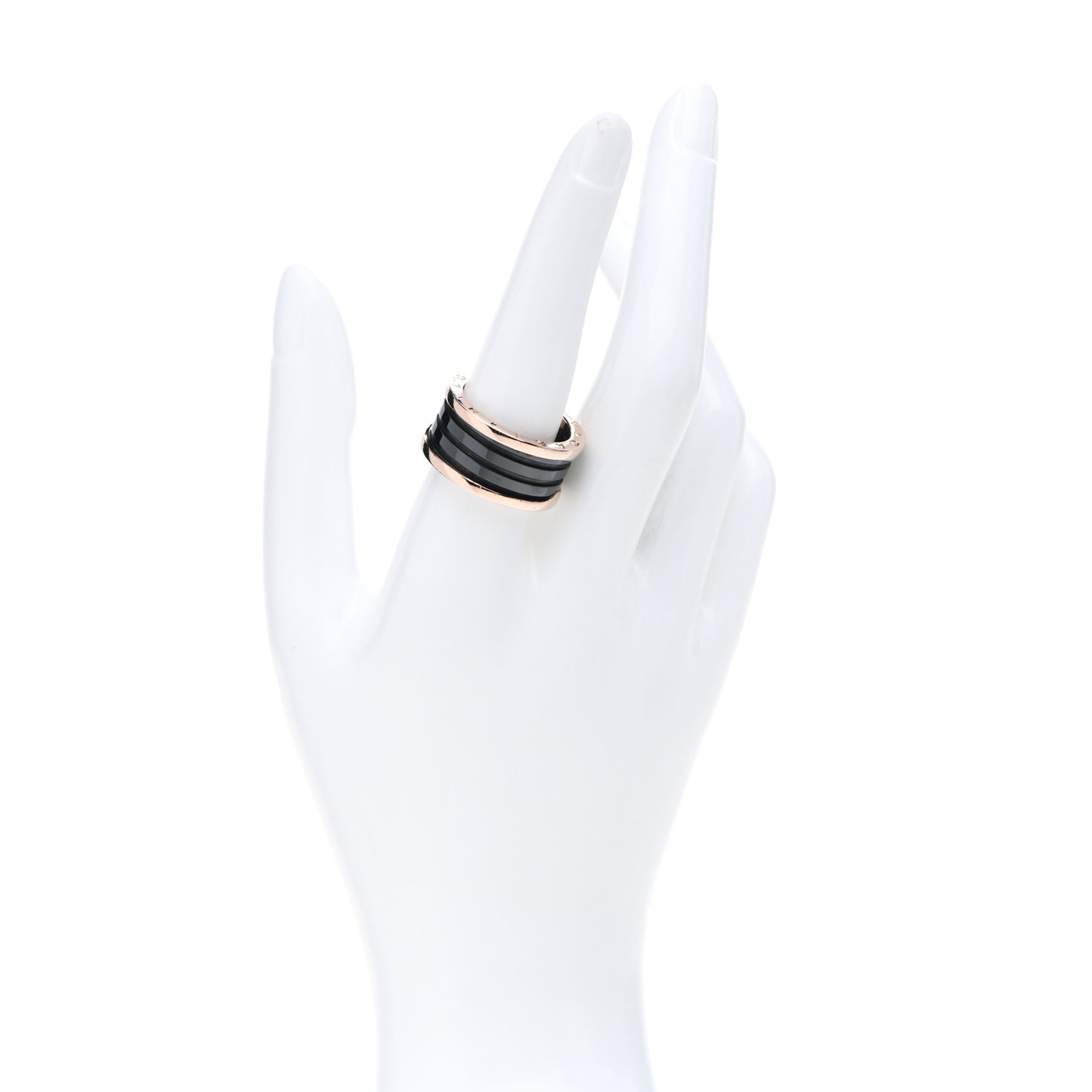 18K Rose Gold Black Ceramic B.Zero1 Four-Band Ring 61 9.5