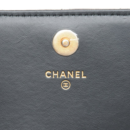 Chanel Letter Calfskin Embossed Quilted Square Wallet On Chain WOC Black 6 of 9