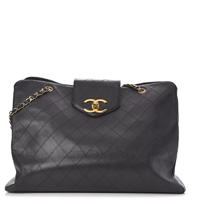 Chanel Calfskin Stitched XL Weekender Black 1 of 13