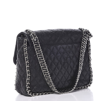 Chanel Washed Lambskin Quilted Maxi Chain Around Flap Black 2 of 11