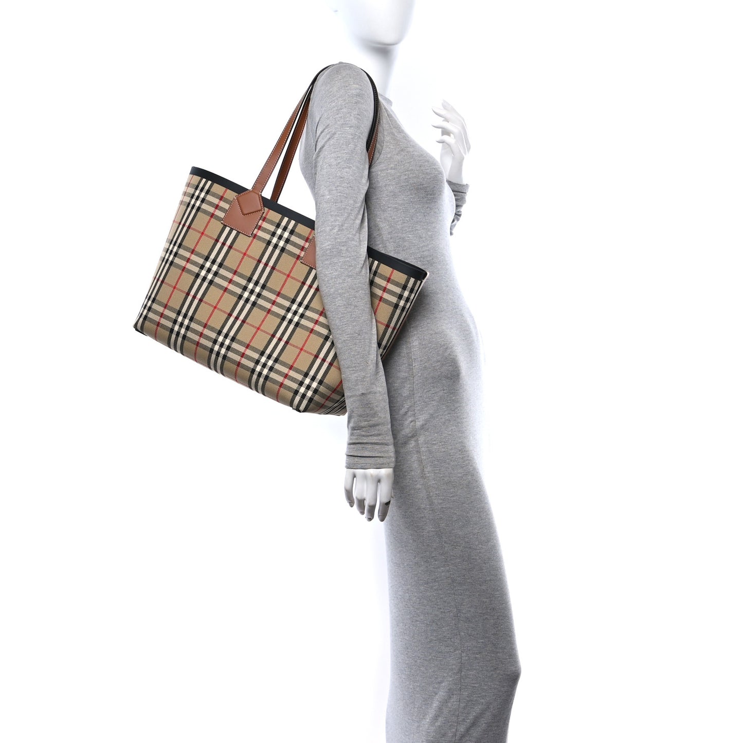 Cotton Vintage Check Medium London Tote Bag Briar Brown Black