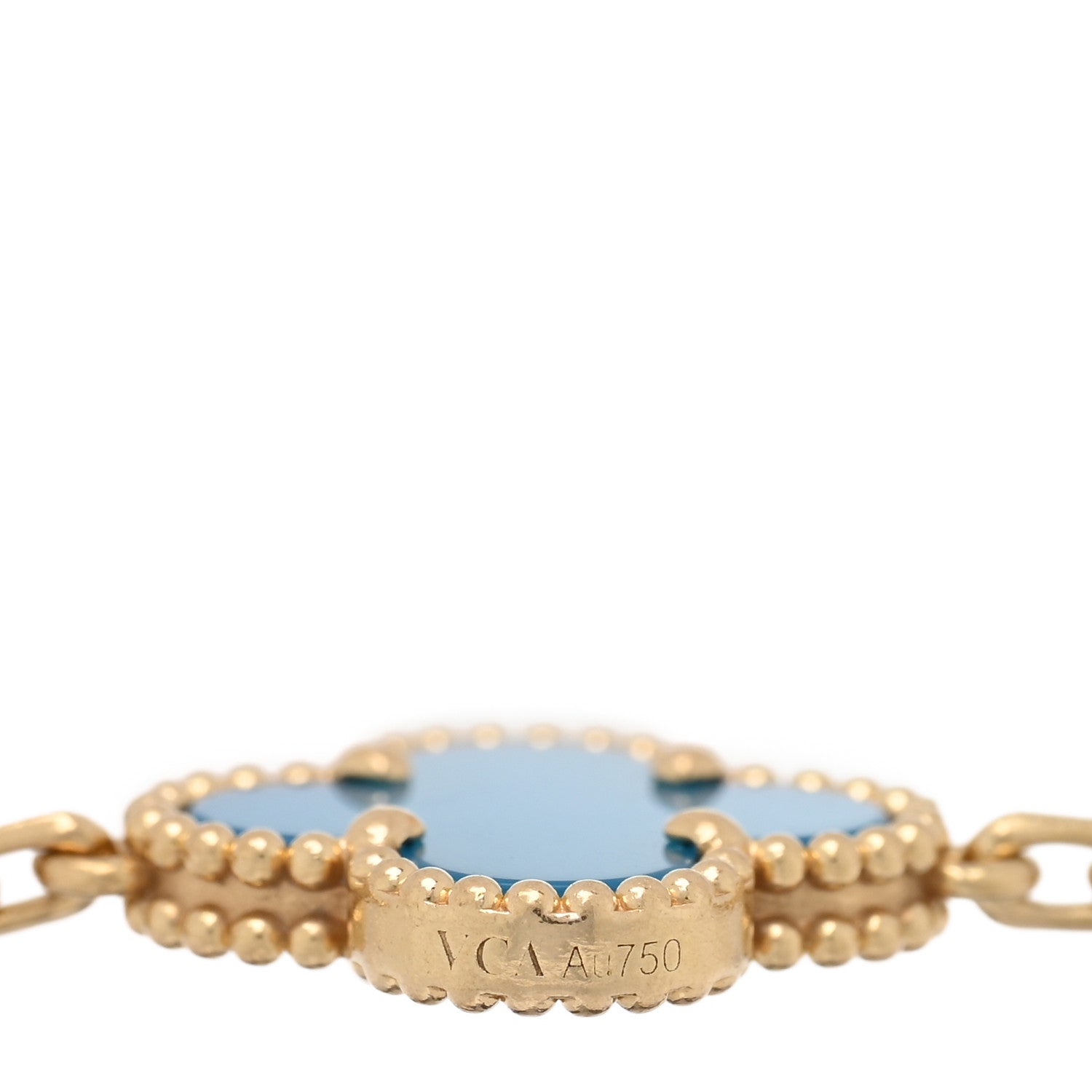 Van Cleef & Arpels 18K Yellow Gold Blue Agate 5 Motifs Vintage