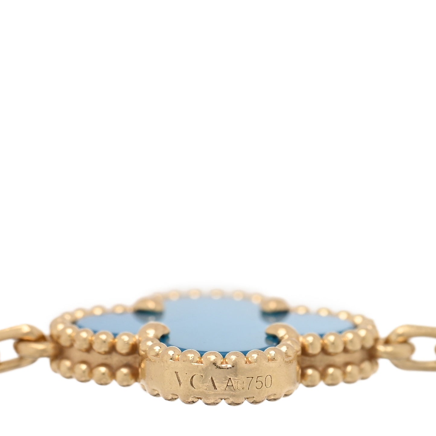 18K Yellow Gold Blue Agate 5 Motifs Vintage Alhambra Bracelet