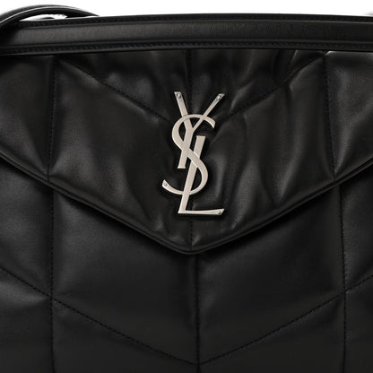 Saint Laurent Lambskin Quilted Medium Loulou Puffer Monogram Chain Satchel Black 8 of 11