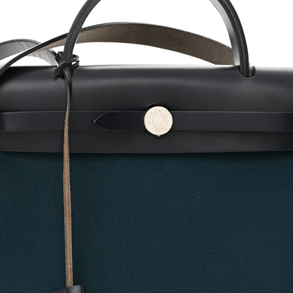 Hermes Military Toile Vache Hunter Herbag Zip 31 PM Bleu Ocean Bleu Indigo 9 of 12