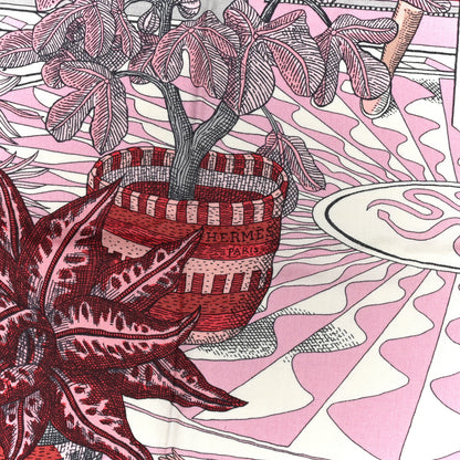 Hermes Cashmere Silk La Danse Des Amazones Shawl 140 Vieux Rose Gris White 2 of 5