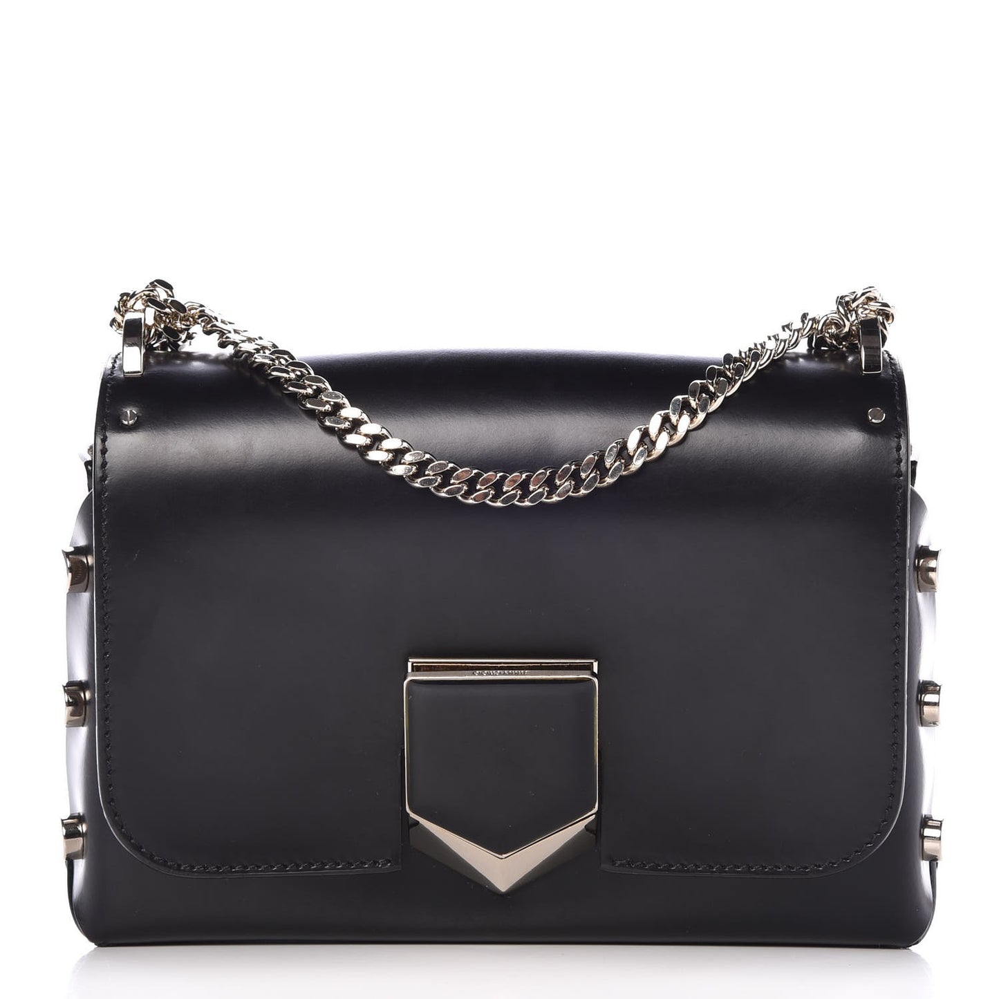 Smooth Calfskin Lockett Petite Shoulder Bag Black