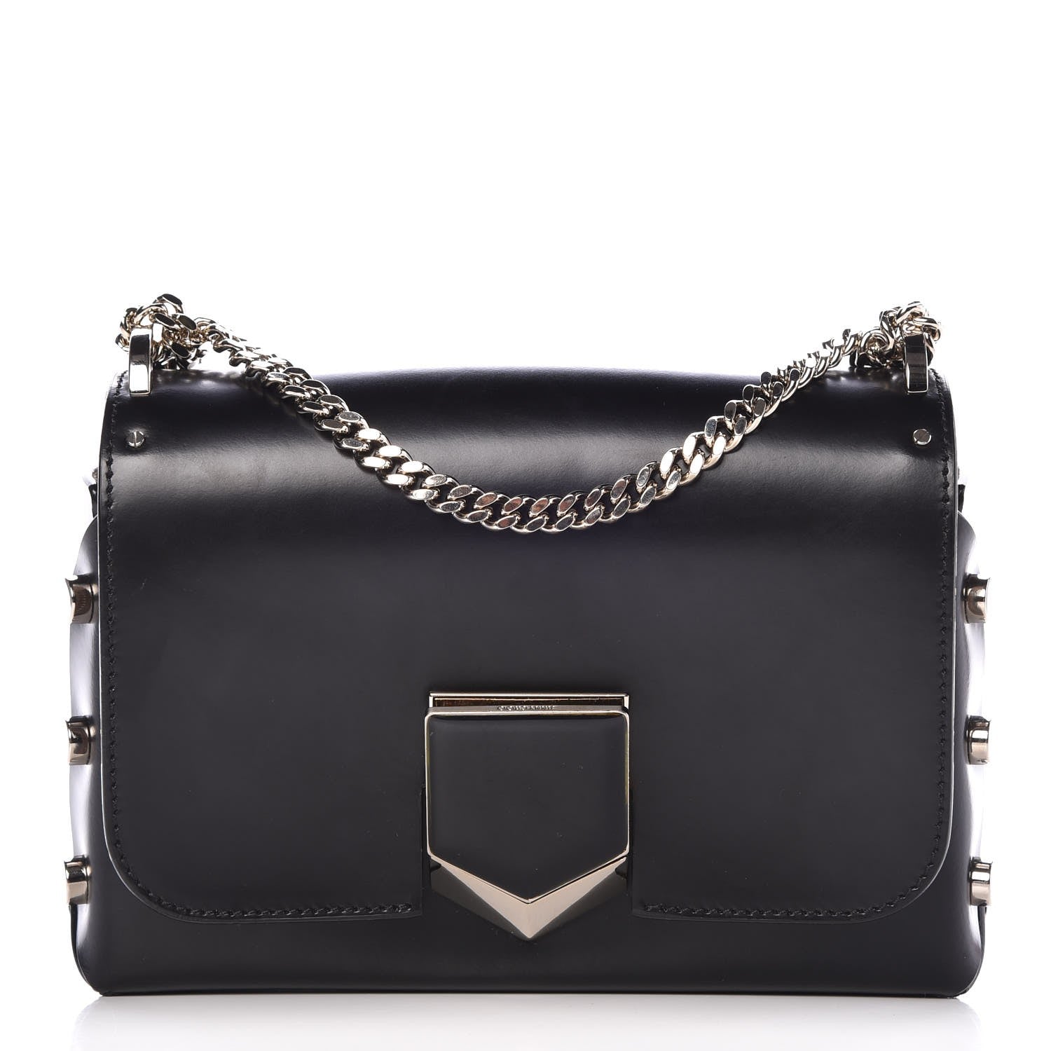 Jimmy Choo Smooth Calfskin Lockett Petite Shoulder Bag Black 1 of 8