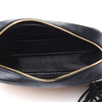 Saint Laurent Raffia Canvas Monogram Mini Lou Camera Bag Beige Black 5 of 11