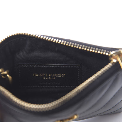 Saint Laurent Calfskin Matelasse Monogram Key Pouch Black 6 of 8