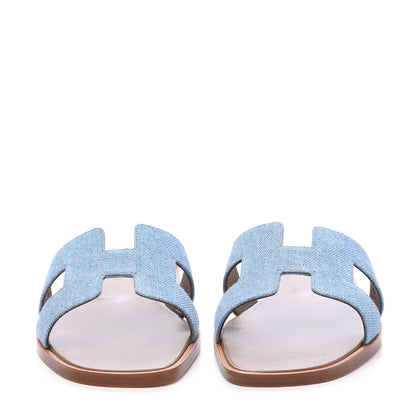 Hermes Denim Canvas Oran Sandals 36 Bleu Clair 2 of 9