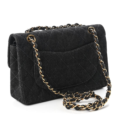 Chanel Denim Quilted Small Double Flap Black 3 of 10