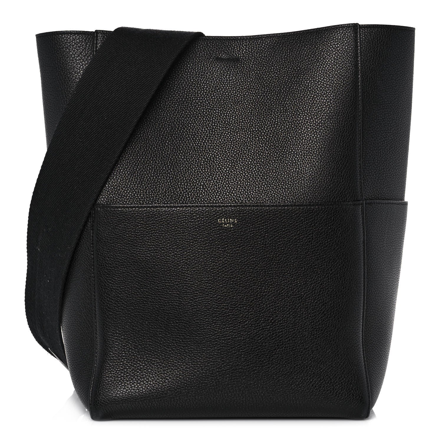 Celine Soft Grained Calfskin Sangle Bucket Bag Black 1 of 11
