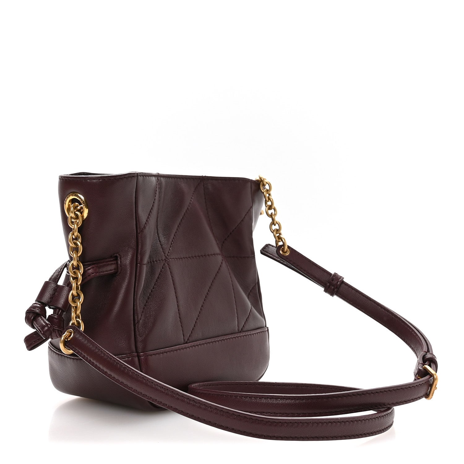 Saint Laurent Lambskin Matelasse Monogram Mini Jamie Shoulder Pouch Bag Rouge Cabernet 3 of 10