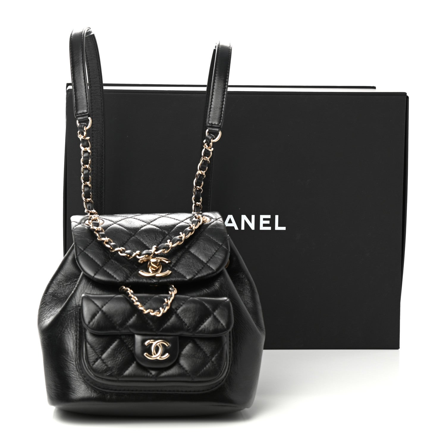 Chanel Glazed Aged Calfskin Quilted Small Duma Drawstring Backpack Black 11 of 11