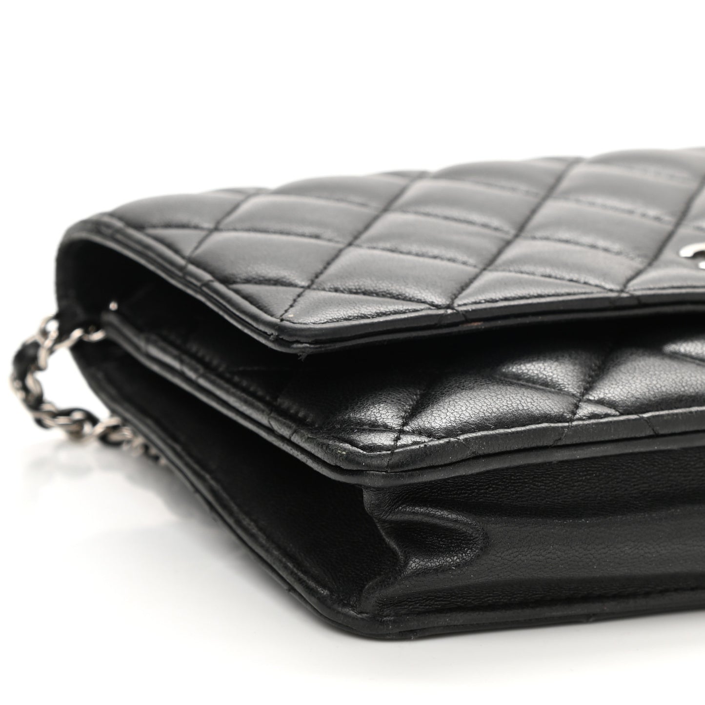 Lambskin Quilted Wallet On Chain WOC Black