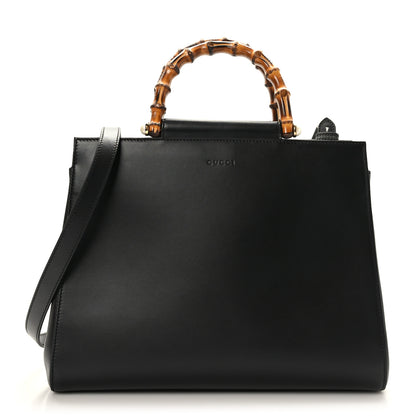 Gucci Nappa Bamboo Medium Nymphaea Top Handle Bag Black 1 of 9