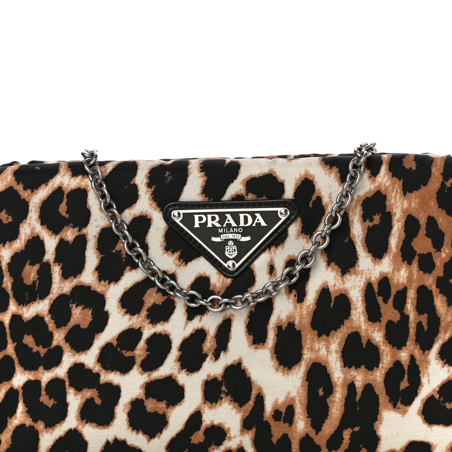 Tessuto Soft Nylon Leopard Print Crossbody Avorio