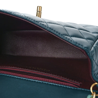 Chanel Lambskin Quilted Two Tone Day Flap Navy Turquoise 4 of 9