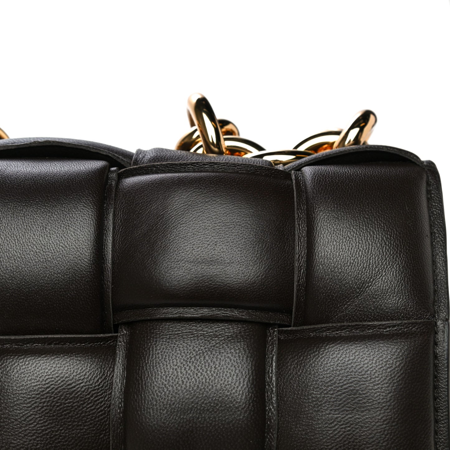 Lambskin Maxi Intreccio Padded Chain Cassette Crossbody Bag Black