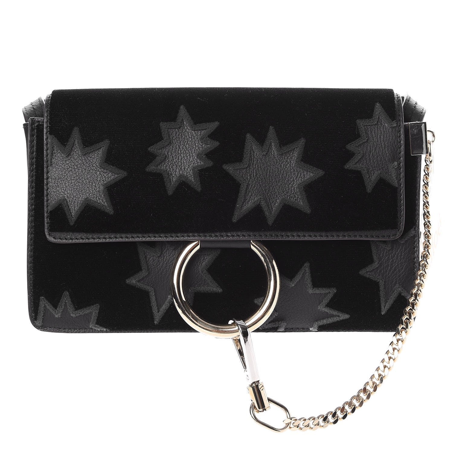 Chloe Velvet Calfskin Star Small Faye Shoulder Bag Black 1 of 6