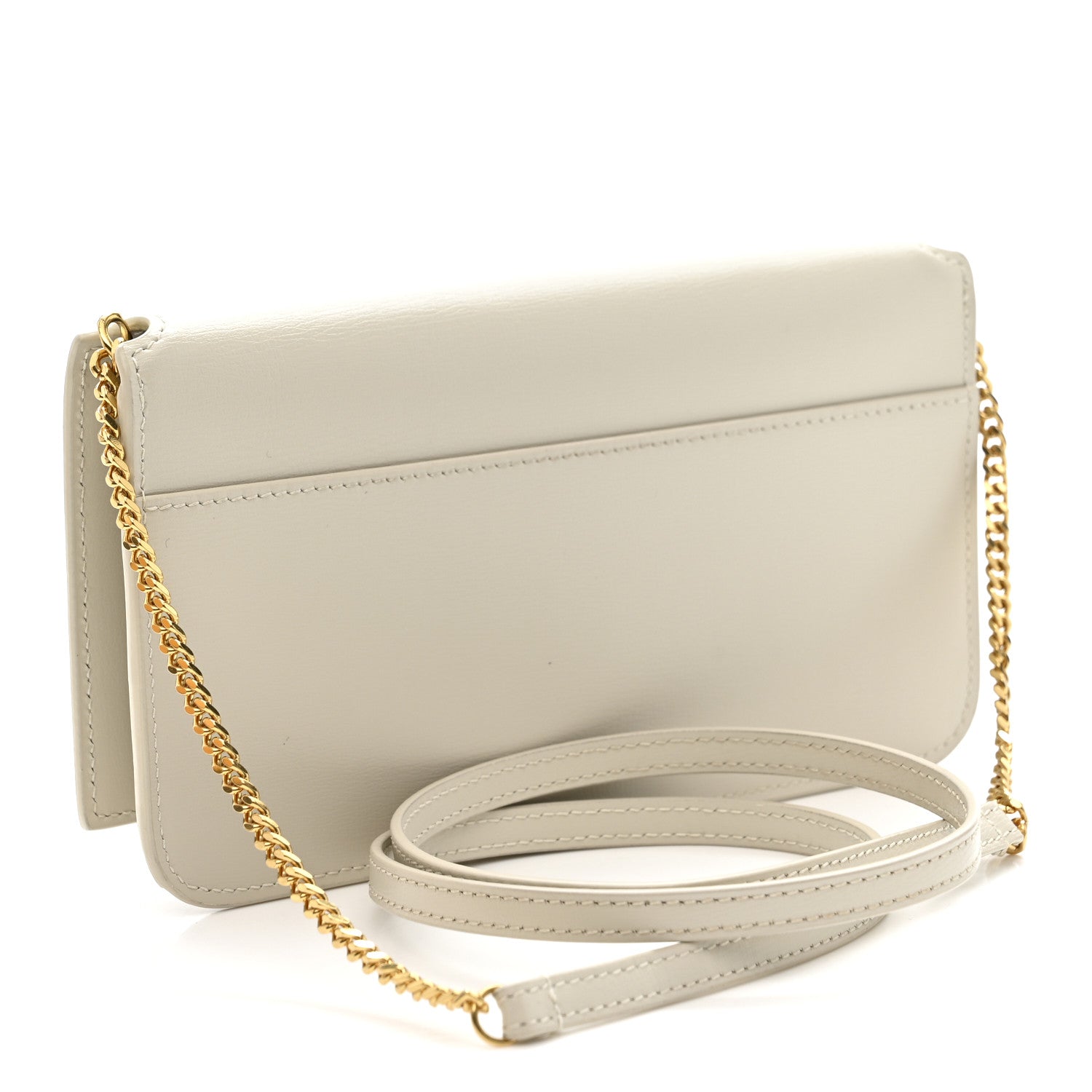Saint Laurent Smooth Calfskin Monogram Phone Holder Crossbody Crema Soft 3 of 10