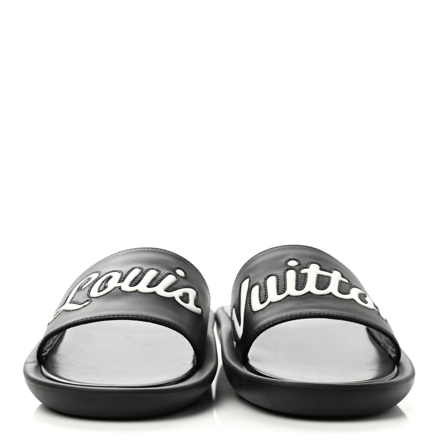 Calfskin Logo Sunbath Slide Sandals 38 Black