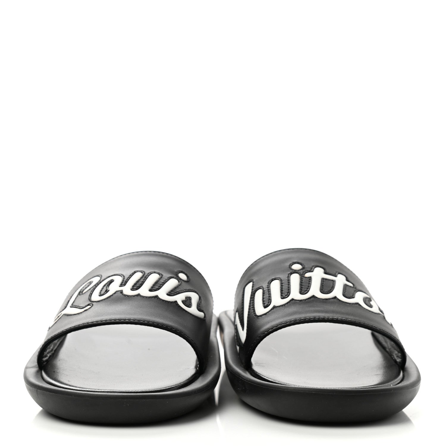 Louis Vuitton Calfskin Logo Sunbath Slide Sandals 38 Black 2 of 8