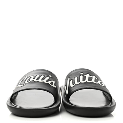 Louis Vuitton Calfskin Logo Sunbath Slide Sandals 38 Black 2 of 8