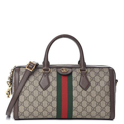 Gucci GG Supreme Monogram Web Medium Ophidia Boston Brown 1 of 10