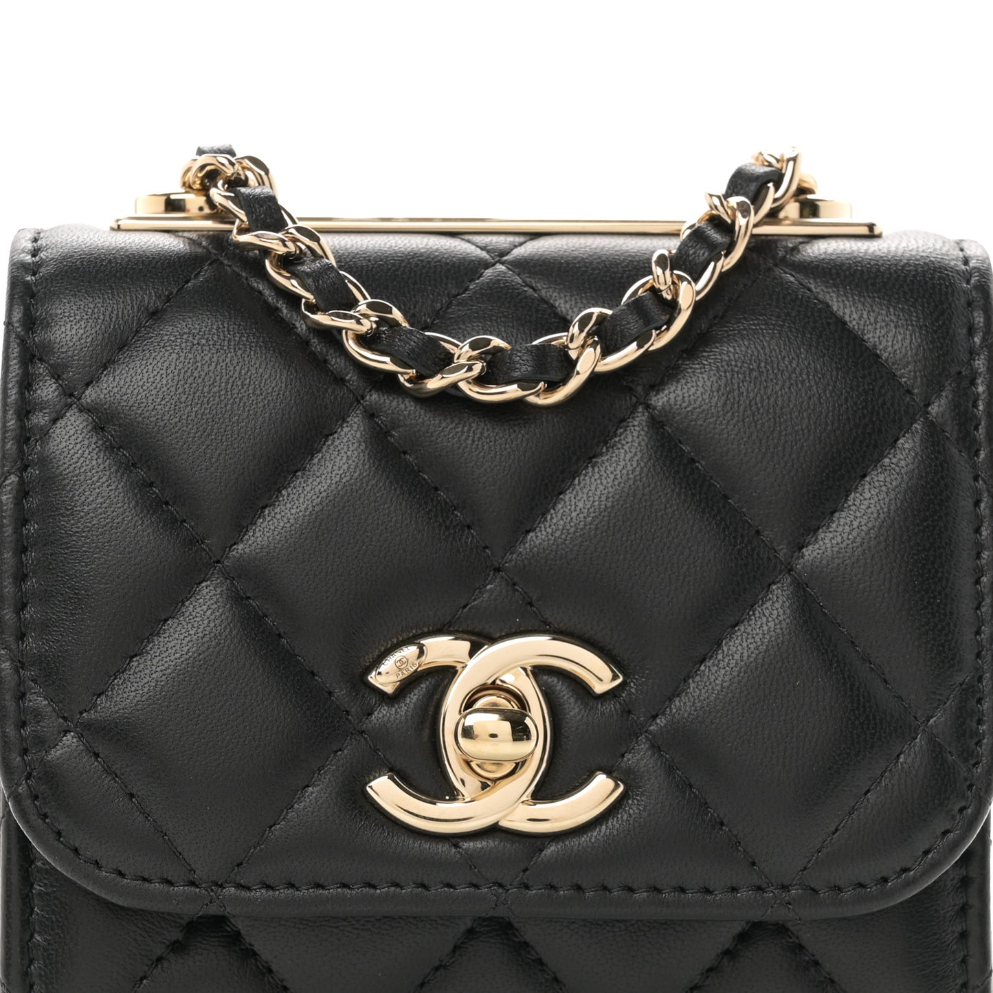 Lambskin Quilted Mini Trendy CC Chain Wallet Black