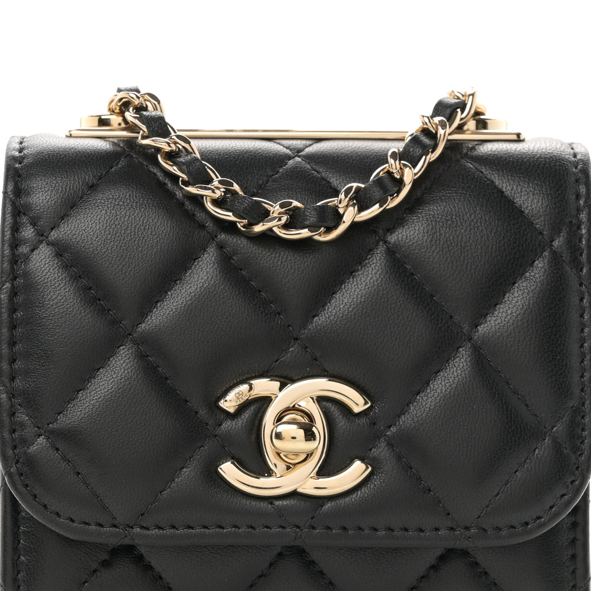 Chanel Lambskin Quilted Mini Trendy CC Chain Wallet Black 7 of 10