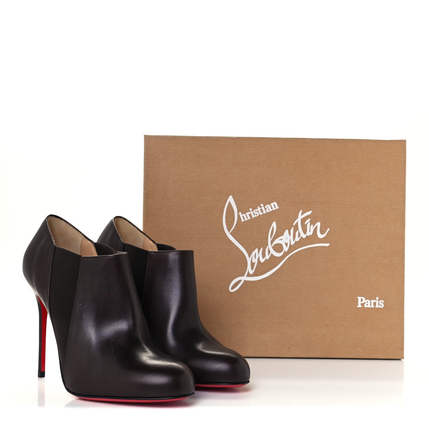 Christian Louboutin Calfskin Lastoto 100 Ankle Boots 38.5 Cacao 10 of 10