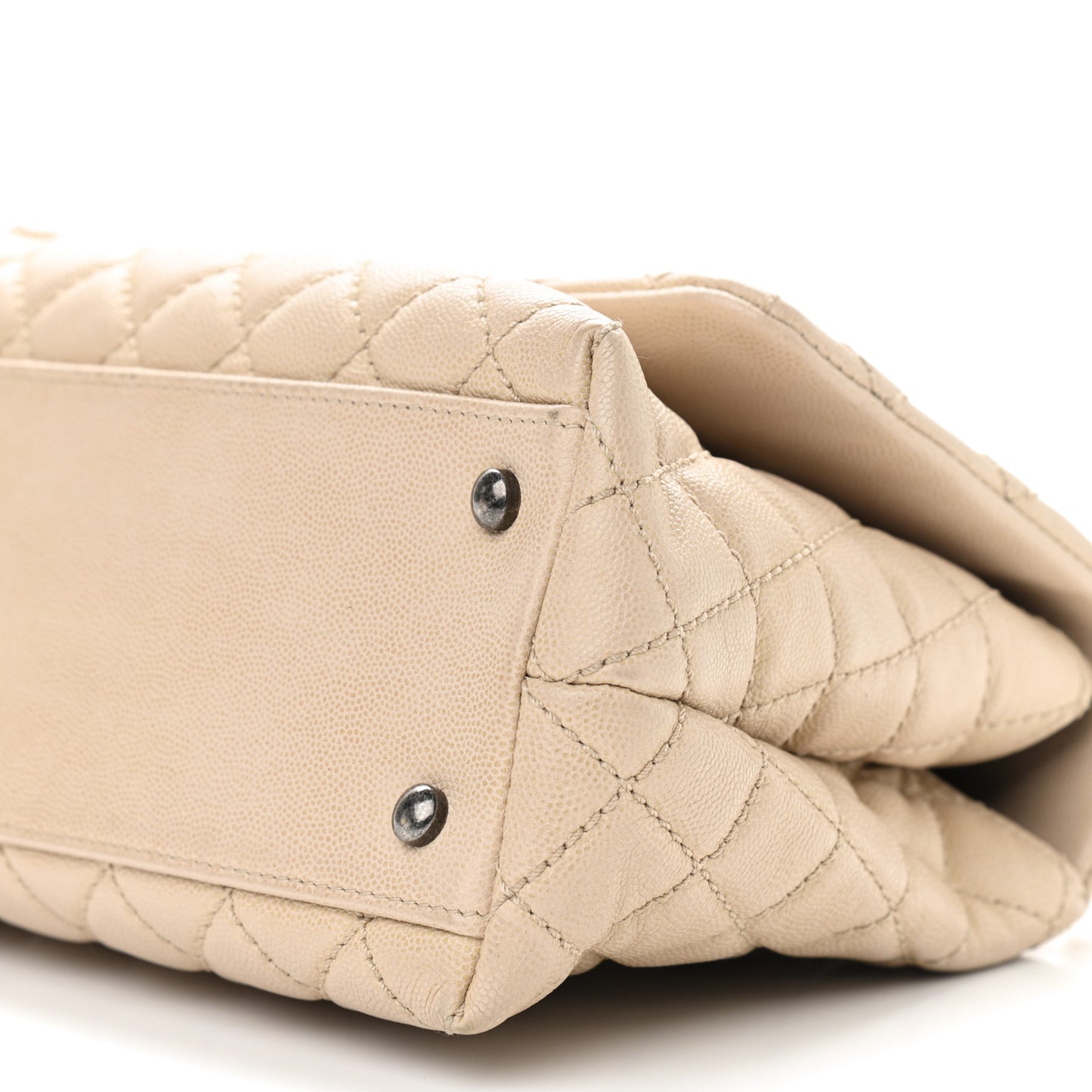 Caviar Quilted Small Coco Handle Flap Light Beige