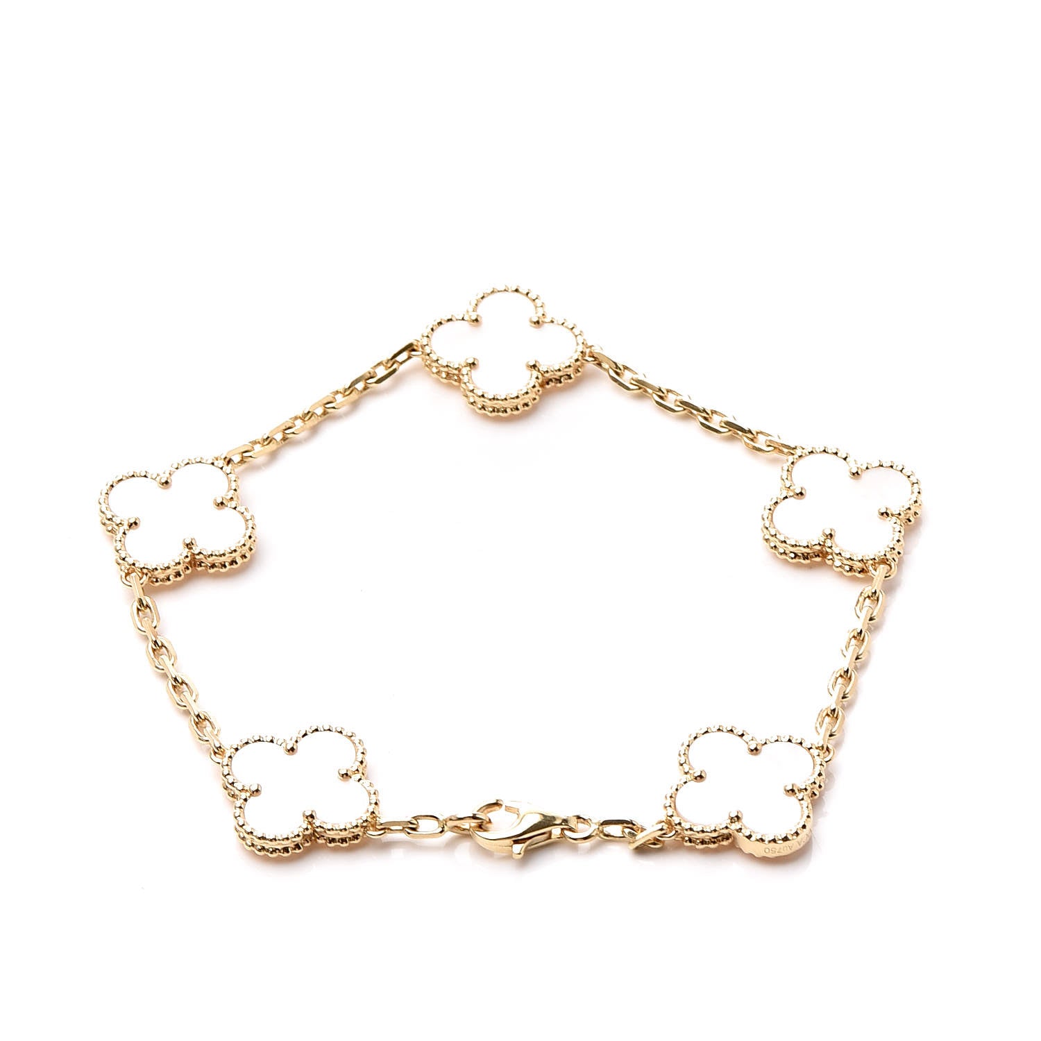 Van Cleef & Arpels 18K Yellow Gold Mother of Pearl 5 Motifs Vintage Alhambra Bracelet 3 of 6