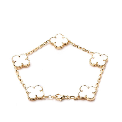 Van Cleef & Arpels 18K Yellow Gold Mother of Pearl 5 Motifs Vintage Alhambra Bracelet 3 of 6