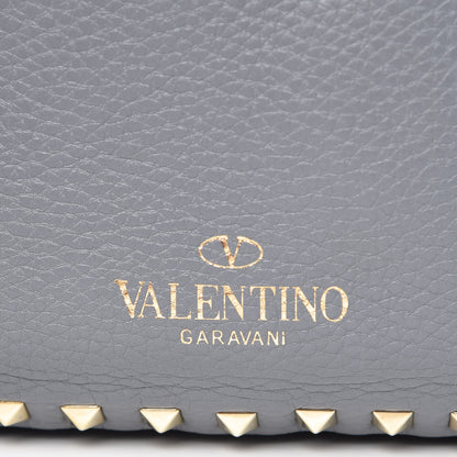 Valentino Garavani Grained Calfskin Small Rockstud Reversible Tote Grey Dark Rose 14 of 19
