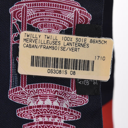 Hermes Silk Merveilleuses Lanternes Twilly Caban Framboise Vert 3 of 4
