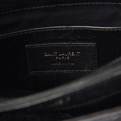 Saint Laurent Sheepskin Matelasse Chevron Monogram Monochrome Medium College Bag Black 5 of 11