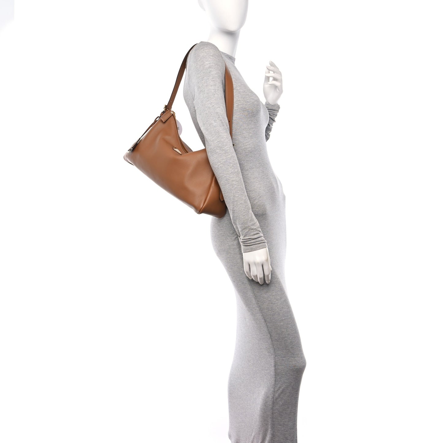 Soft Calfskin Large Aimée Shoulder Bag Caramel