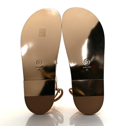 Chanel Metallic Laminated Calfskin Velcro Dad Sandals 41 Golden 5 of 9