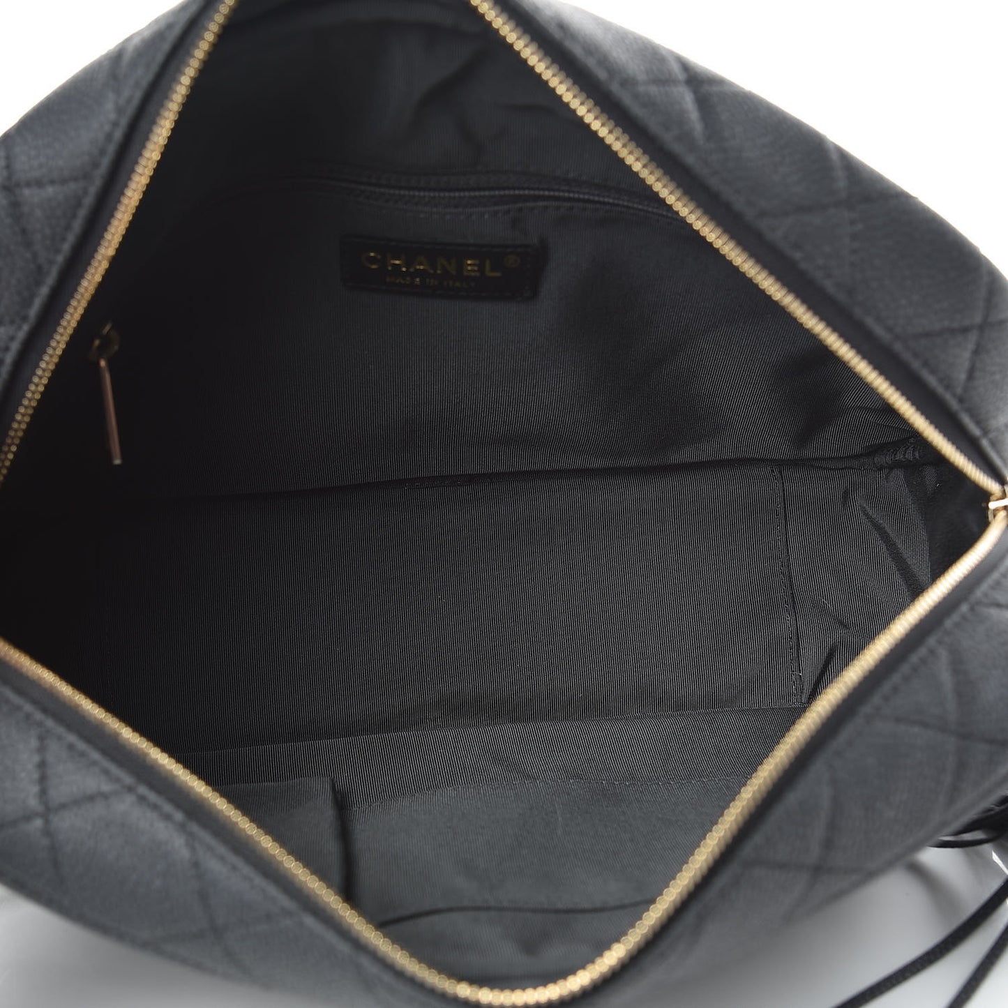 Caviar Quilted Large Coco Tassel Camera Case Black
