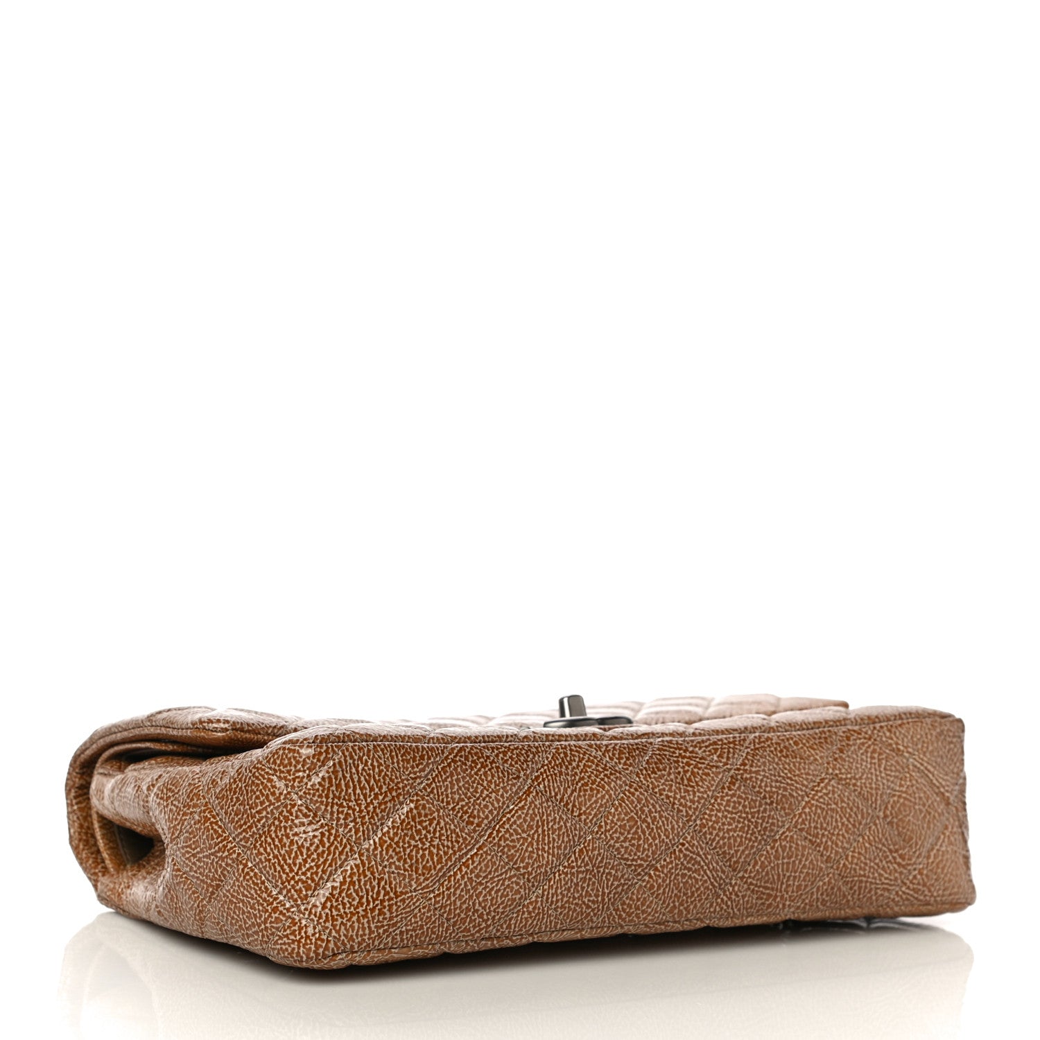 Chanel Crinkled Patent Quilted Medium Double Flap Brown 4 of 19