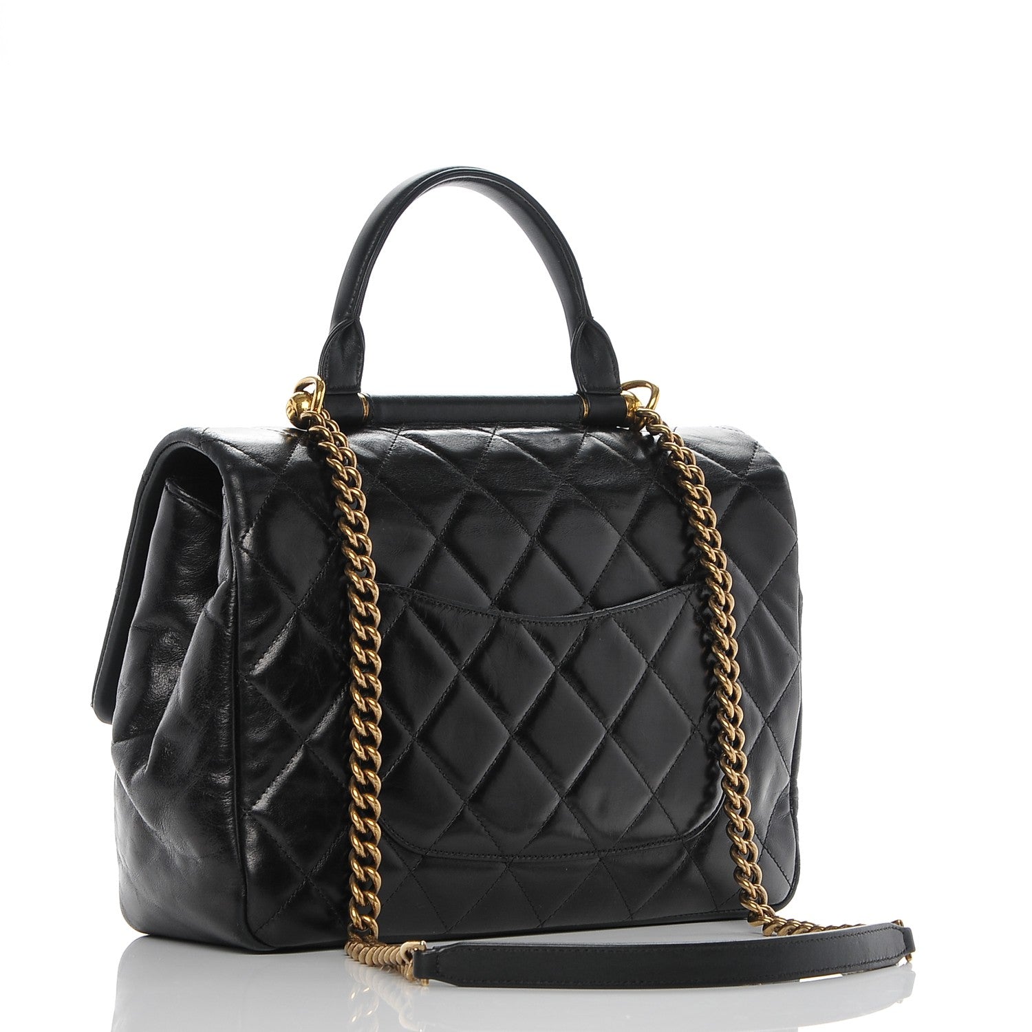 Chanel Glazed Calfskin Castle Rock Medium Flap Black 3 of 8